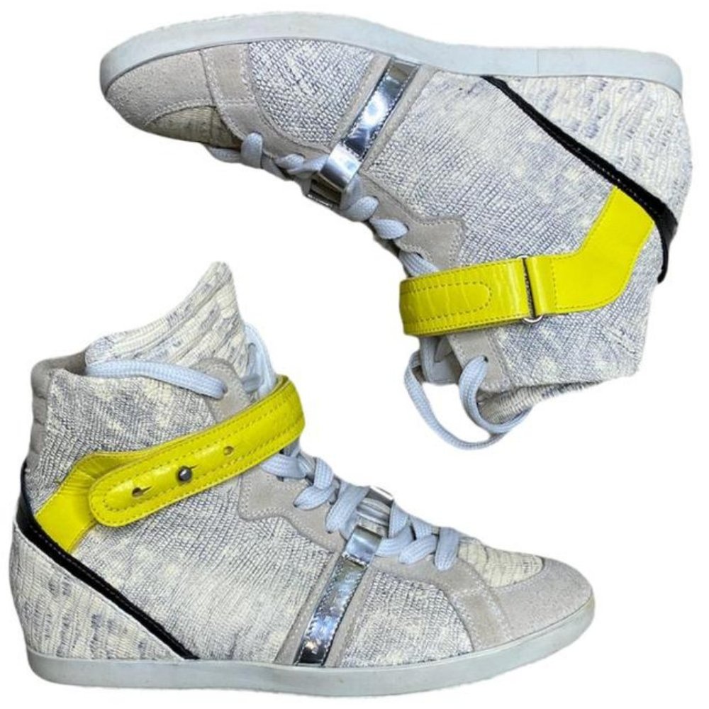 Barbara Bui Yellow/Silver Hi Top Sneakers, Sz 38